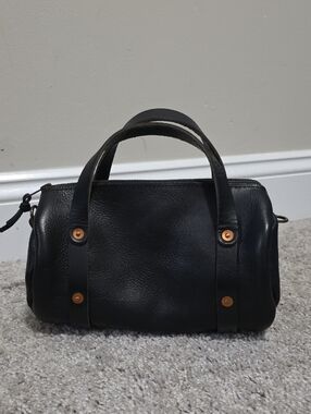 Go Forth Goods Genuine Leather Baby Jane Black Bison Barrel Bag 10 Year